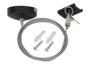 Miniaturka 1 - Magnetic Easy zestaw podwieszany 2M czarny, rozeta linka zaczep kołki i wkręty na białym tle