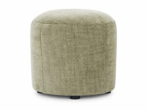 Miniaturka 4 - Mała okrągła pufa Valdino 45 cm w oliwkowej tkaninie szenilowej, na białym tle