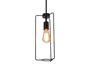 Miniaturka 2 - Zbliżenie geometrycznej ramy i oprawki E27 lampy wiszącej Malatano