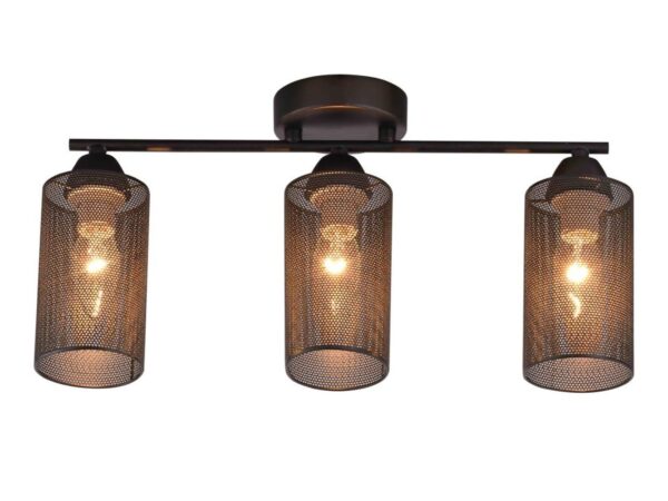 Lampa sufitowa Maletira czarna z trzema ażurowymi kloszami
