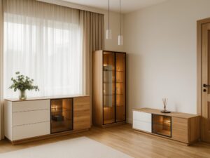 Miniaturka 5 - Meble Belmario z witryną w jasnym salonie