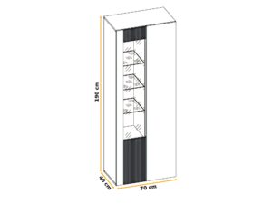 Miniaturka 4 - Meblościanka RTV z witrynami LED i biokominkiem Arvanto 320 cm dąb Ribbeck czarna – zdjęcie 4