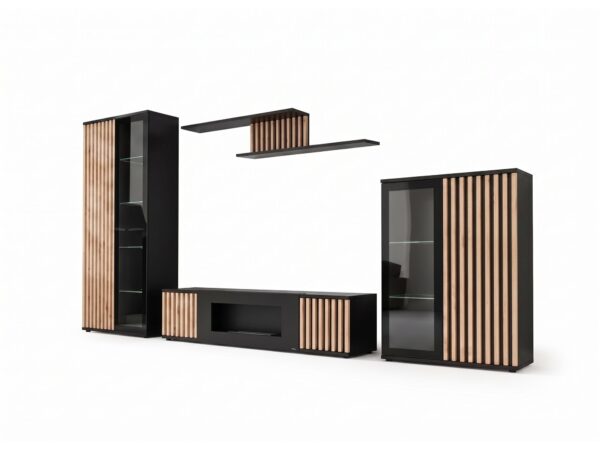 Meblościanka Bravento 340 cm czarna Hickory Jackson
