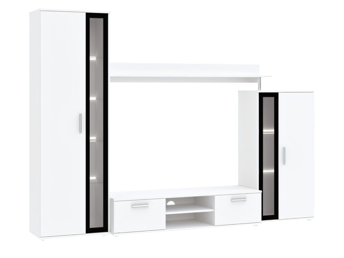 Meblościanka Carvello 256 cm biała z LED