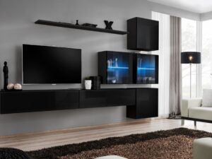 Miniaturka 6 - Meblościanka Kelmoro 310 cm z 2 witrynami LED i 2 szafkami RTV