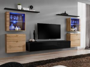 Miniaturka 5 - Meblościanka Kelmoro 320 cm z 2 witrynami LED i szafkami