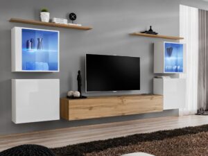 Miniaturka 7 - Meblościanka Kelmoro 320 cm z 2 witrynami LED i szafkami