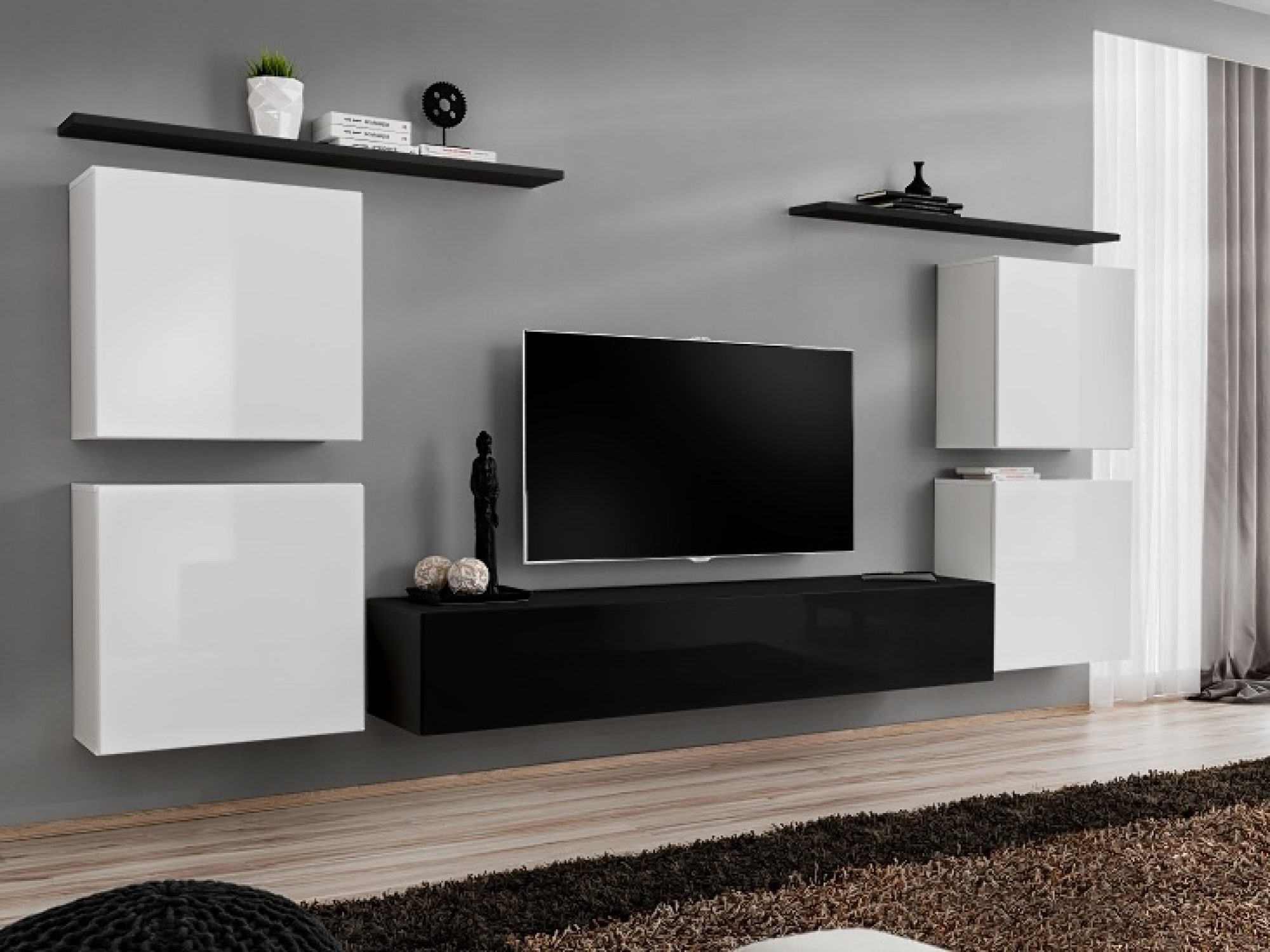 Meblościanka Kelmoro 320 cm z 4 szafkami wiszącymi