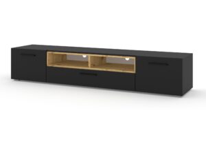Miniaturka 1 - Meblościanka z szafkami wiszącymi Nimet B 198 cm czarny mat dąb artisan – zdjęcie 2