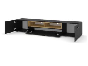 Miniaturka 4 - Meblościanka z szafkami wiszącymi Nimet B 198 cm czarny mat dąb artisan – zdjęcie 3