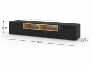 Miniaturka 7 - Meblościanka z szafkami wiszącymi Nimet B 198 cm czarny mat dąb artisan – zdjęcie 6