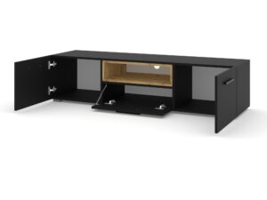 Miniaturka 5 - Szafka RTV Nimet 151 cm otwarte drzwi i środkowy schowek