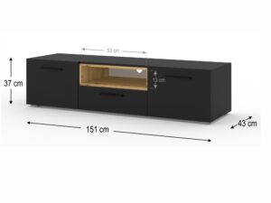 Miniaturka 6 - Szafka RTV Nimet 151 cm schemat wymiarów 151 × 43 × 37 cm