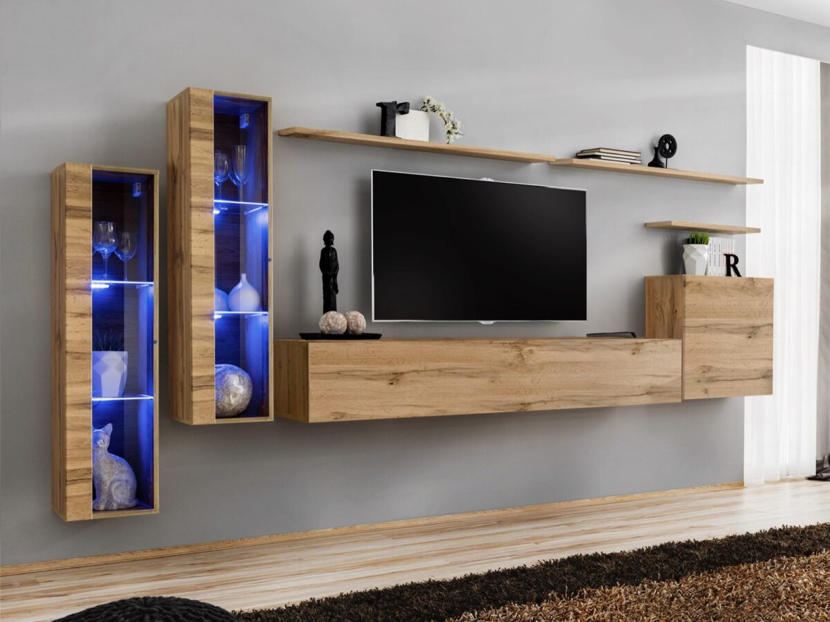 Meblościanka przeszklona z LED Kelmoro 330 cm