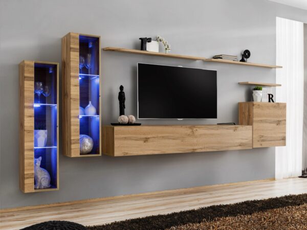 Meblościanka Kelmoro 330 cm z LED w kolorze wotan