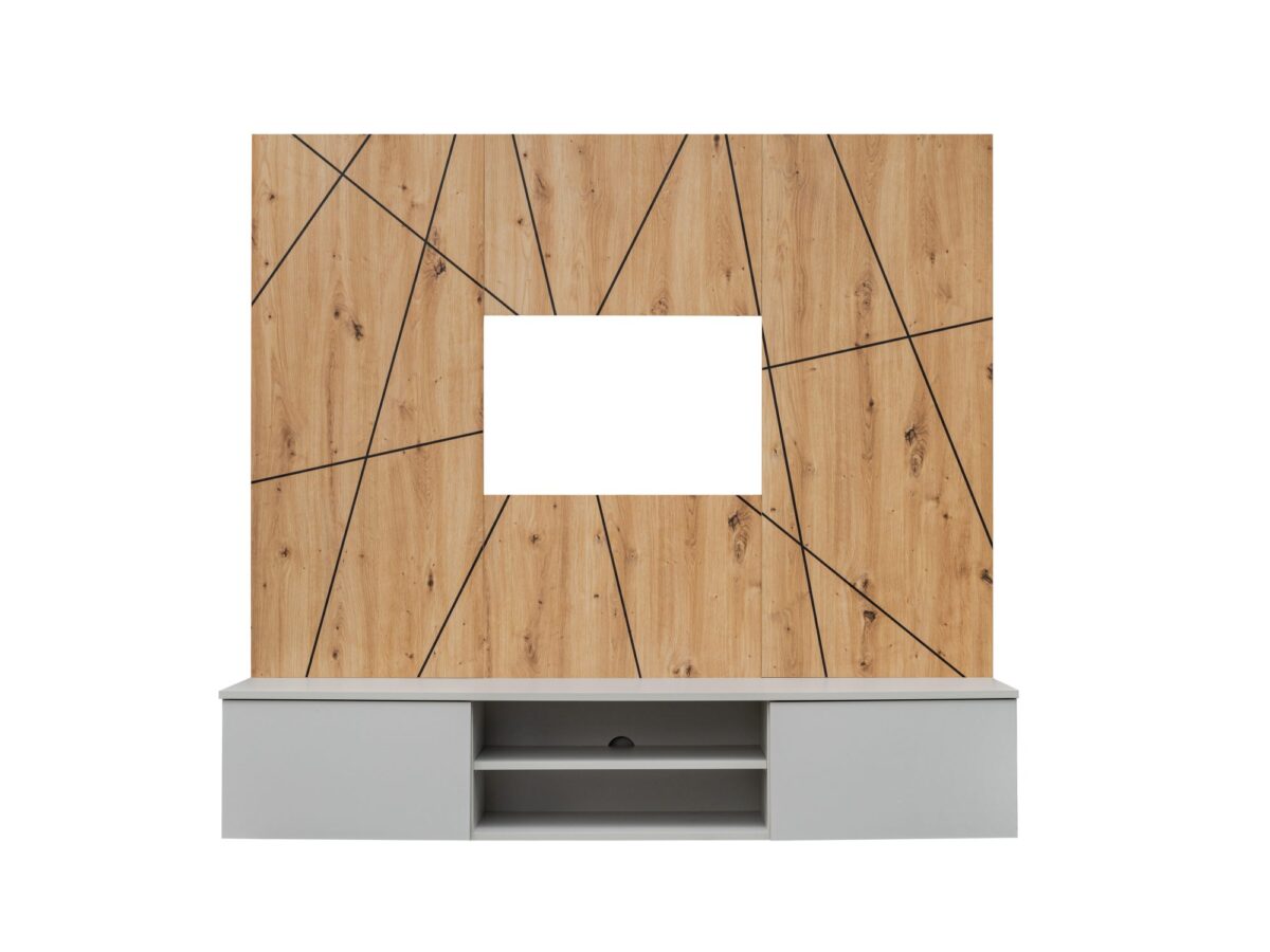 Meblościanka RTV Xarivo 160 cm z panelem we wzór geometryczny