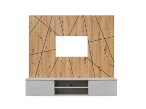 Miniaturka 7 - Meblościanka RTV Xarivo 160 cm z panelem we wzór geometryczny