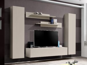 Miniaturka 3 - Meblościanka RTV Flavero 260 cm kaszmir z 2 szafkami
