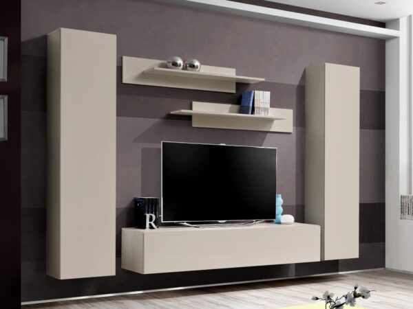 Meblościanka RTV Flavero 260 cm kaszmir z 2 szafkami