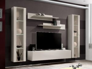 Miniaturka 3 - Meblościanka RTV Flavero 260 cm kaszmir z 2 witrynami