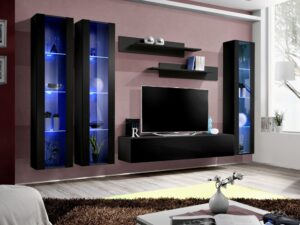 Miniaturka 4 - Meblościanka RTV z 3 witrynami LED Flavero 310 cm
