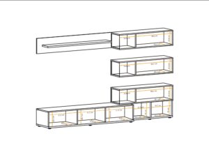 Miniaturka 5 - Wymiary modułów meblościanki RTV Silvaro 240 cm