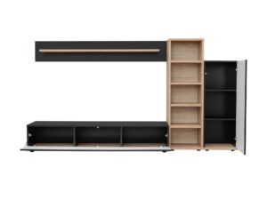 Miniaturka 6 - Meblościanka RTV z regałem Silvaro 240 cm na białym tle