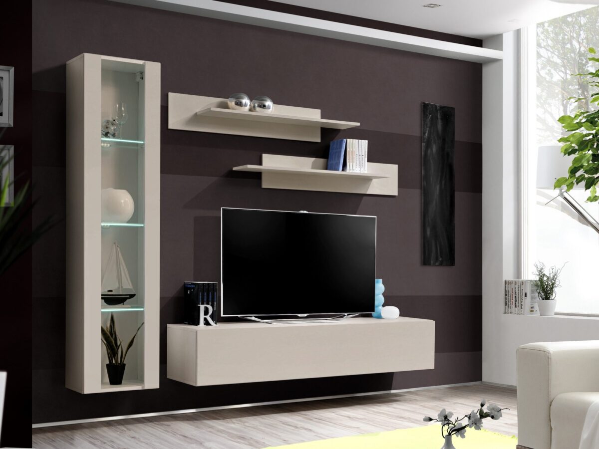 Meblościanka RTV z witryną LED Flavero 200 cm