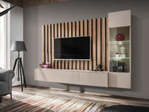 Miniaturka 3 - Meblościanka RTV Verento 220 cm kaszmir w aranżacji salonu