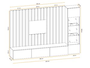 Miniaturka 2 - Układ wnętrza meblościanki Verento 220 cm z witryną