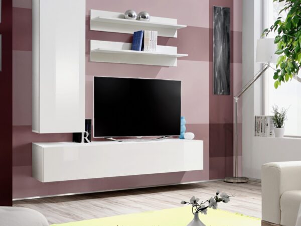 Meblościanka RTV z wysoką szafką Flavero 160 cm w aranżacji salonu