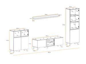 Miniaturka 2 - Meblościanka RTV z witrynami LED Thalero 340 cm dąb Wotan – zdjęcie 3
