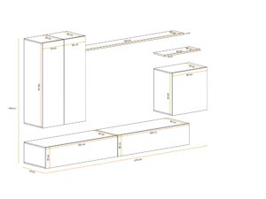 Miniaturka 2 - Wymiary całej meblościanki Kelmoro 270 cm