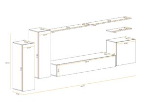 Miniaturka 2 - Wymiary całej meblościanki Kelmoro 330 cm