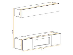 Miniaturka 3 - Układ meblościanki Flavero 160 cm z biokominkiem