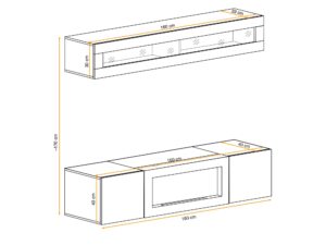 Miniaturka 3 - Układ meblościanki Flavero 160 cm LED biokominek