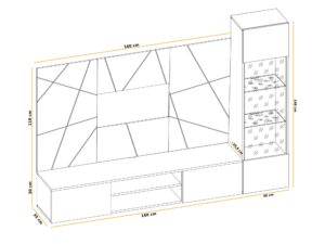 Miniaturka 5 - Meblościanka RTV z witryną LED Xarivo 200 cm Perla Gray dąb Artisan – zdjęcie 6