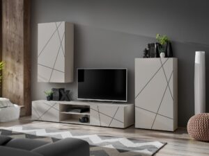 Miniaturka 1 - Szafka telewizyjna z geometrycznym wzorem w kolorze jasnym