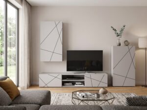 Miniaturka 3 - Szafka telewizyjna biała geometryczna
