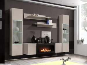 Miniaturka 1 - Meblościanka Flavero 260 cm LED biokominek aranżacja