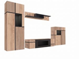 Miniaturka 3 - Meblościanka z biokominkiem i witrynami LED Cresto