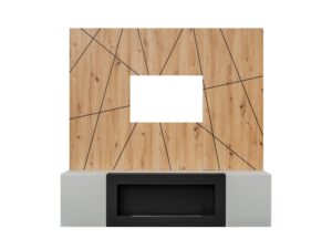 Miniaturka 1 - Meblościanka z biokominkiem Xarivo 160 cm z panelem we wzór geometryczny