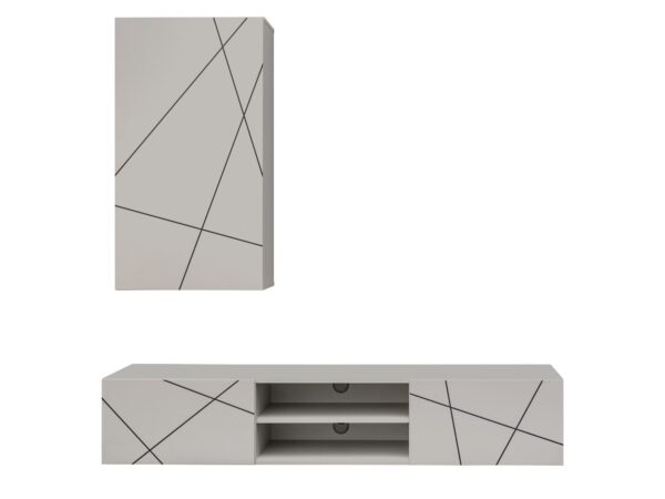Szafka z geometrycznym wzorem w kolorze szarym