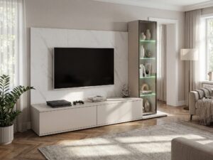 Miniaturka 1 - Szafka pod telewizor biała z LED