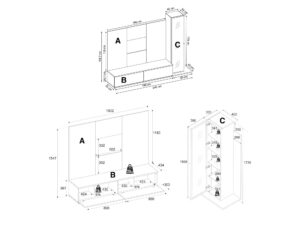 Miniaturka 3 - Szafka z półkami i szafką z lustrem
