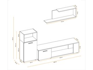 Miniaturka 4 - Wymiary meblościanki Zavero 200 cm