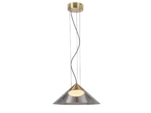 Miniaturka 4 - Lampa wisząca Meladia 34 cm ze złotym mocowaniem i dymionym szklanym kloszem