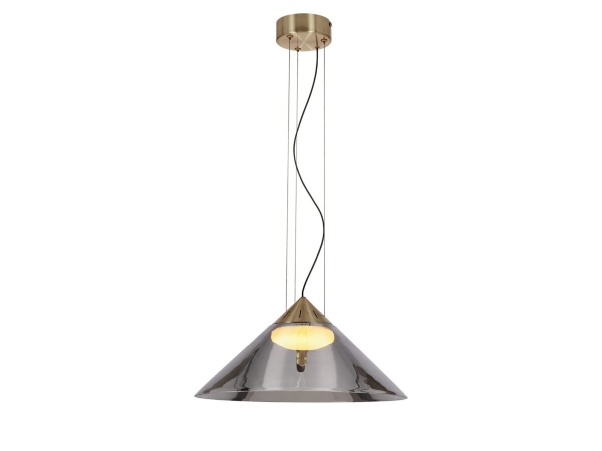 Lampa wisząca Meladia 42 cm satynowe złoto szklany klosz