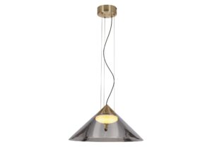 Miniaturka 9 - Lampa wisząca Meladia 42 cm ze szklanym przydymionym kloszem i złotym zawieszeniem