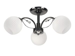 Miniaturka 2 - Lampa sufitowa Melatena czarna z trzema białymi szklanymi kloszami